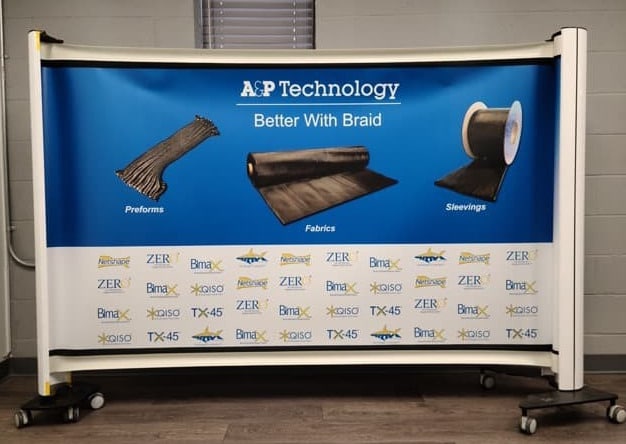 Custom branded hospital privacy screen with logo