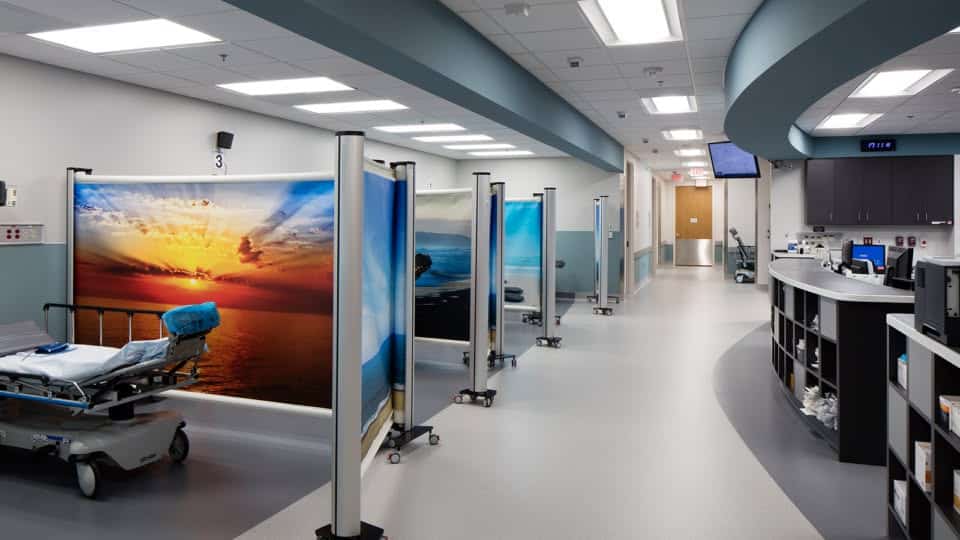 Mobile medical partition in healthcare facility